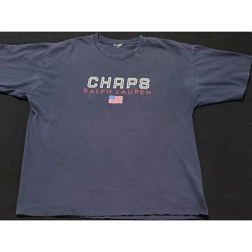 Chaps Ralph Lauren Vintage Flag Graphic Navy Blue Mens Size XL